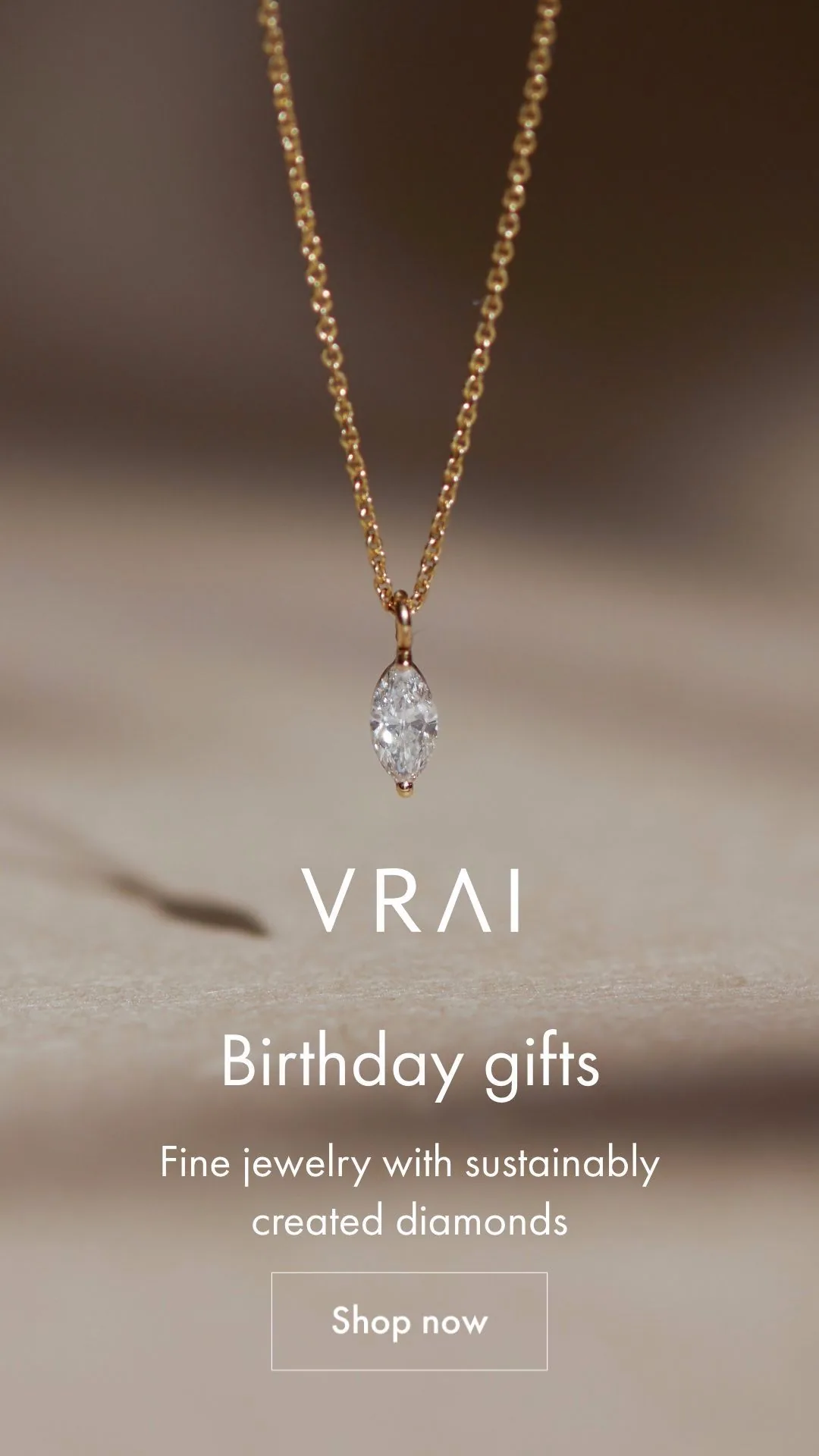 VRAI diamond necklace: birthday gifts CTA