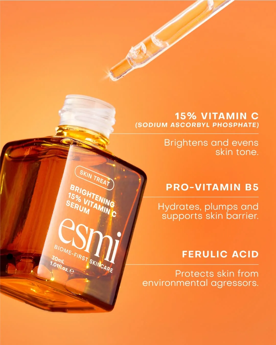 15% Vitamin C: ferulic acid, orange