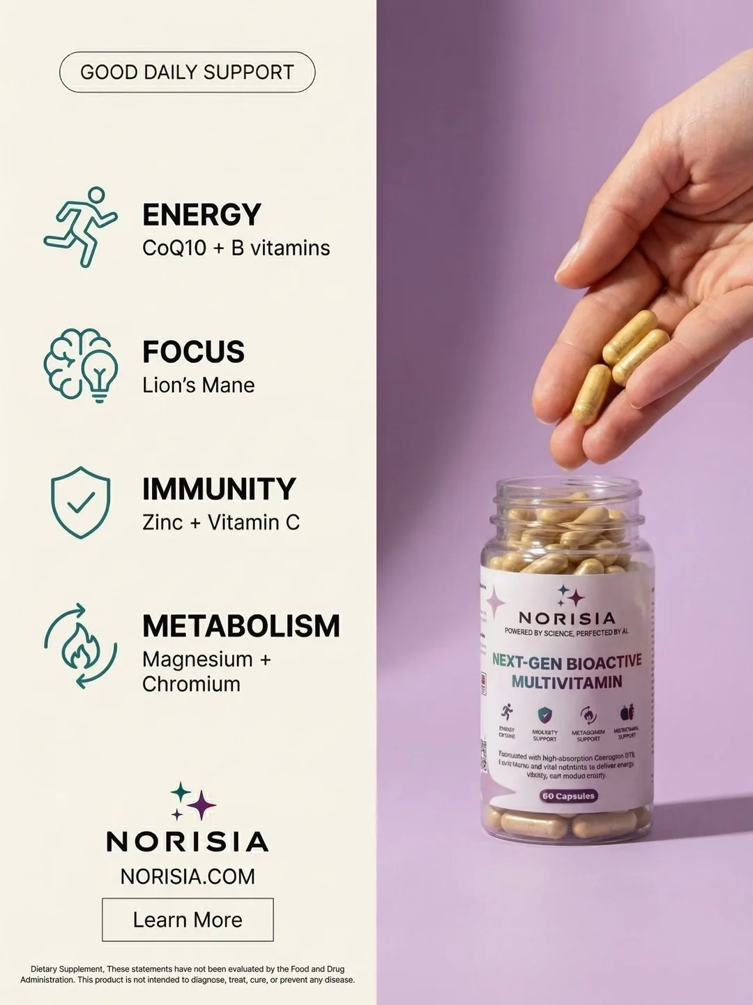 Noria Multivitamin: Feature benefits with icons